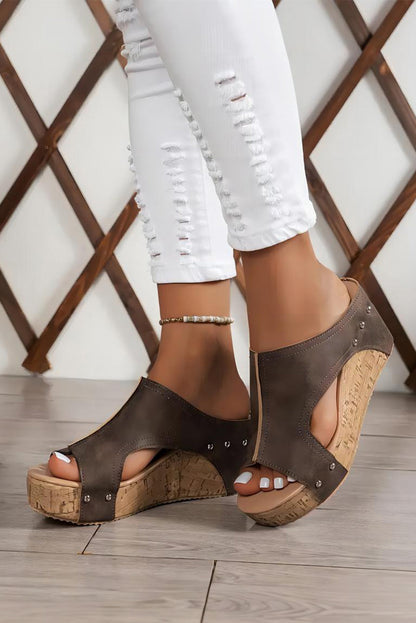 Threaded Pear Skylar Pu Leather Wedge Slippers