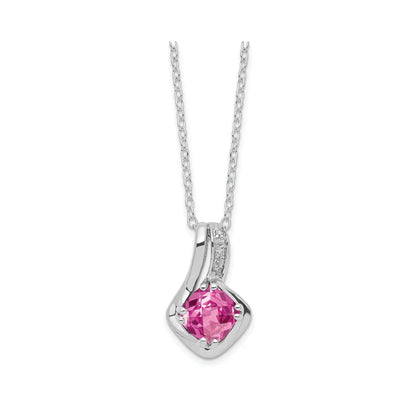 Pink Sapphire and Diamond Pendant Necklace