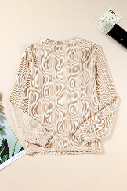 Threaded Pear Ariana Texture Drop Shoulder Long Sleeve Top