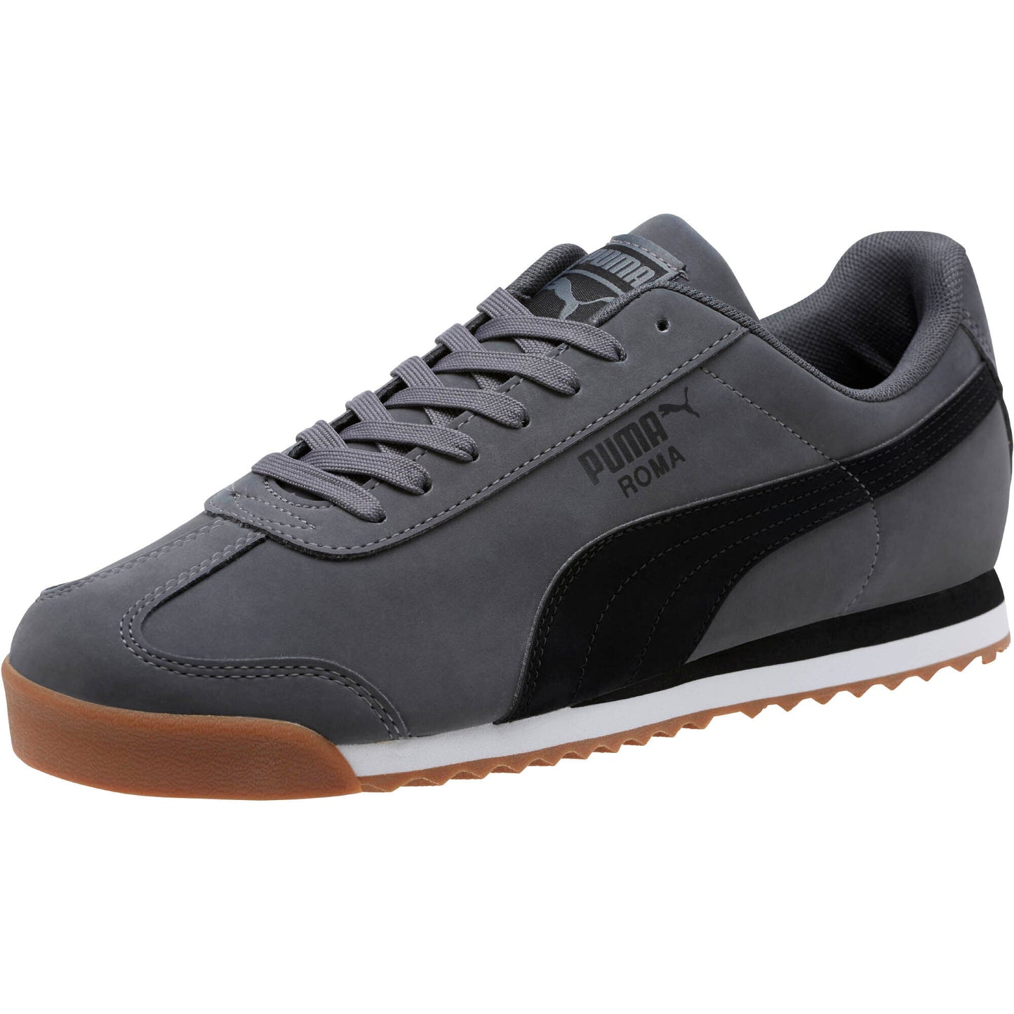 Puma Mens Roma Smooth Nubuck Grey Low Top Trainer