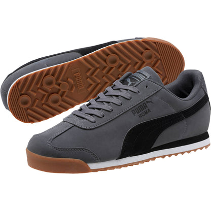 Puma Mens Roma Smooth Nubuck Grey Low Top Trainer