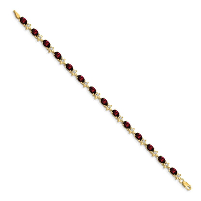Genuine Red Garnet 14K Gold Floral Bracelet