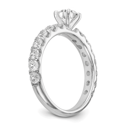 14K White Gold Lab Diamond Solitaire Pave Ring