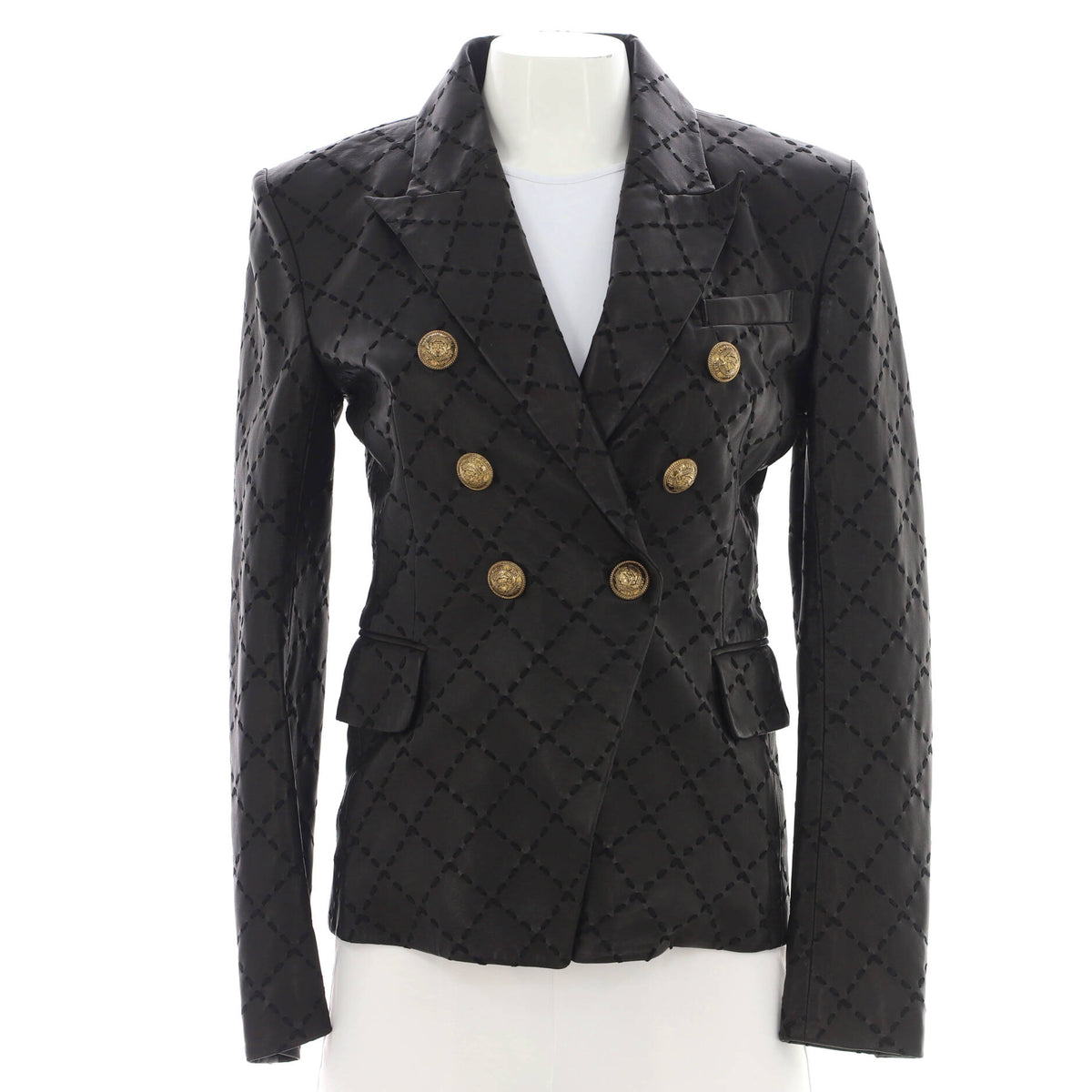 Women's Double Breasted Blazer Leather
