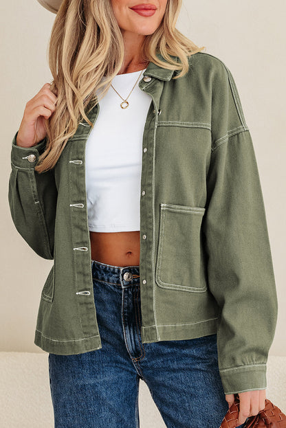 Threaded Pear Isabella Collared Front Boyfriend Jacket