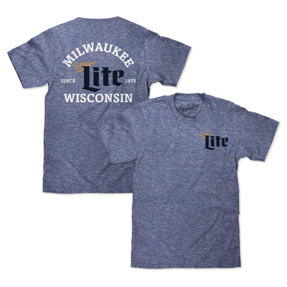 Miller Lite Milwaukee Wisconsin T-Shirt - Royal Snow Heather