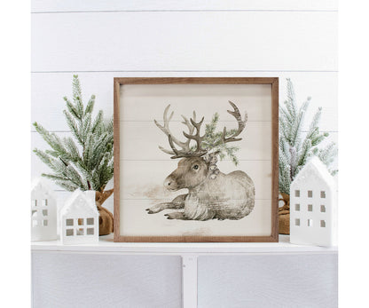 Kendrick Home Reindeer With Pine Whitewash