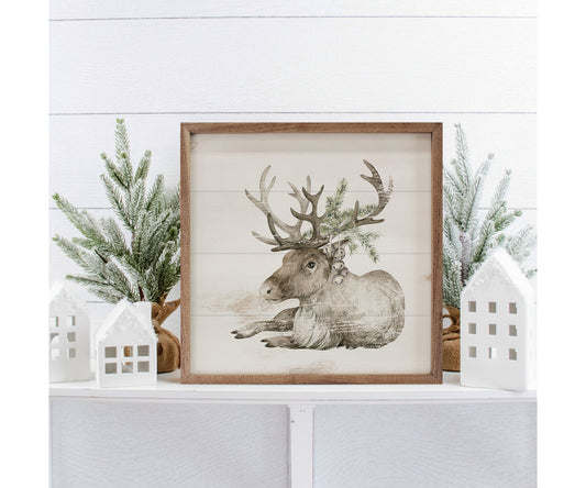 Kendrick Home Reindeer With Pine Whitewash