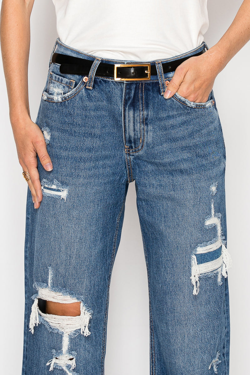Hybrid High Rise Straight Leg Jeans