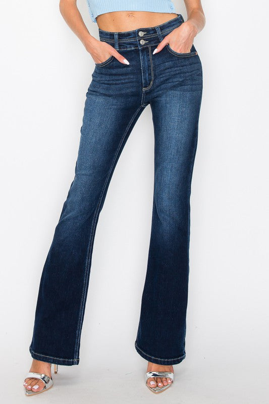 Julia Double Button High Rise Bootcut Jeans