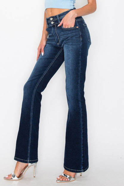 Julia Double Button High Rise Bootcut Jeans