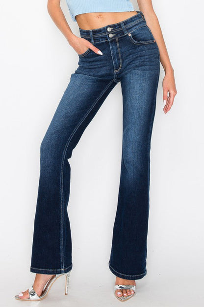Julia Double Button High Rise Bootcut Jeans
