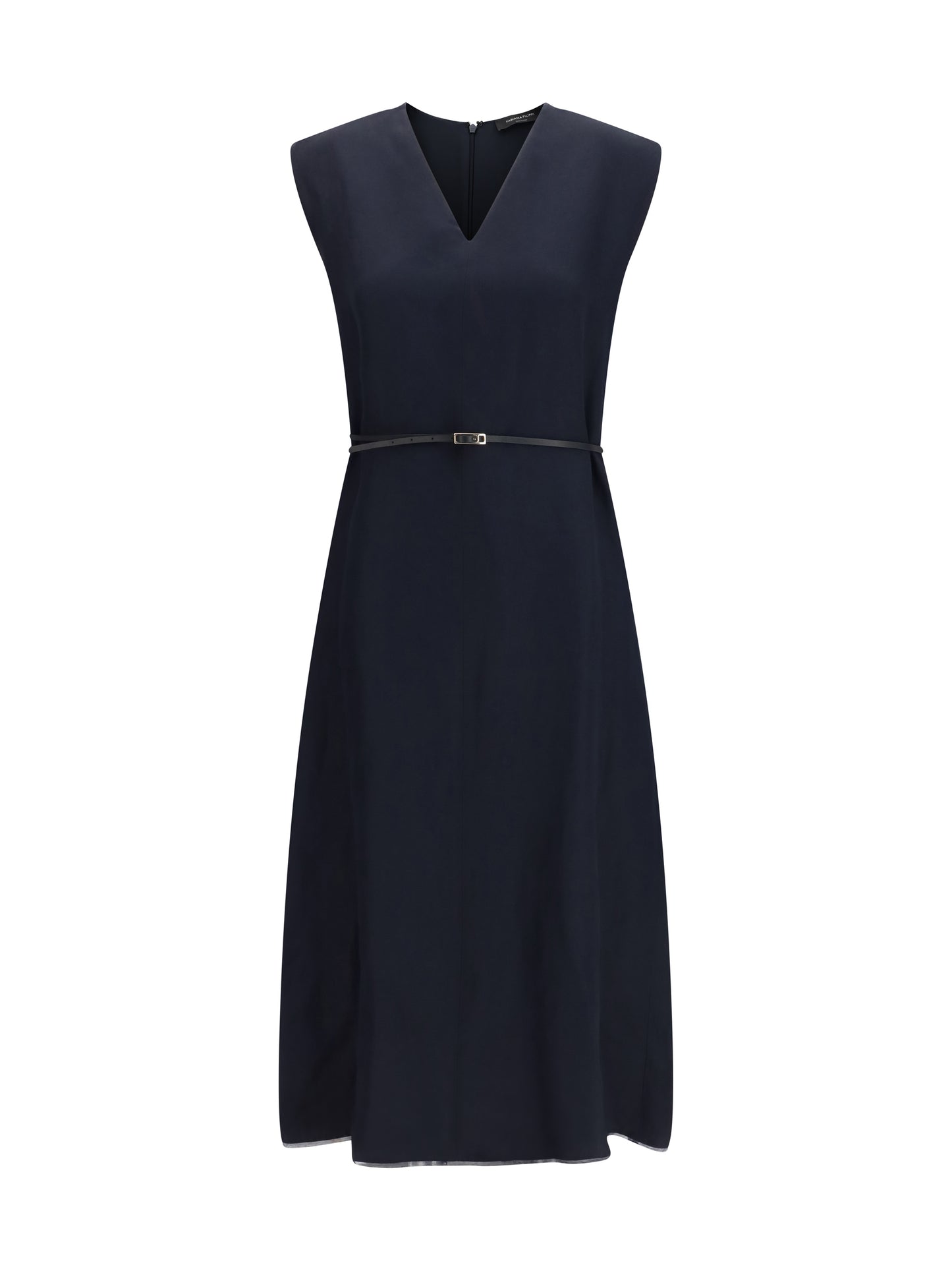 V-Neck Belted Dress Night Blue