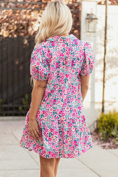 Threaded Pear Lindsey Floral Short Sleeve Loose Dress