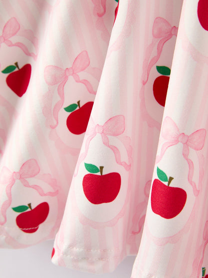 Back to School Apple Striped Sweet Girl Dress