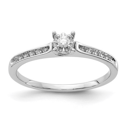14K White Gold Solitaire Pave Diamond Wedding Ring