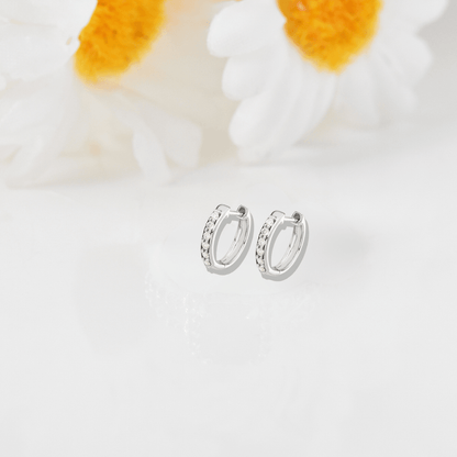 14k White Gold Diamond Hinged Hoop Earrings