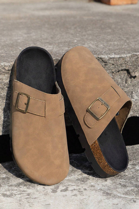 Threaded Pear Ariyah Suede Buckle Detail Slippers