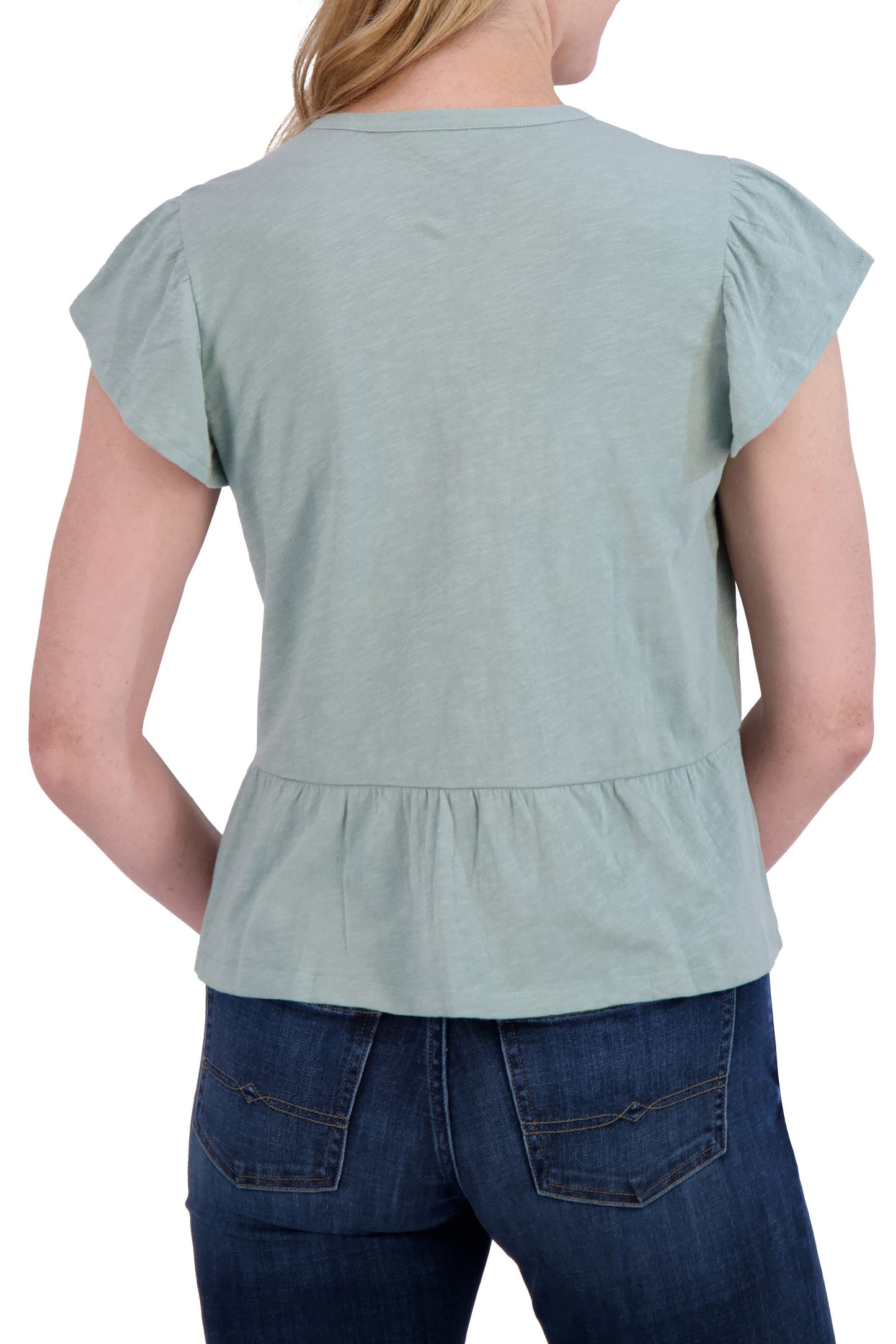 Lucky Brand Women's Ott Flutter Sleeve Top - Sage