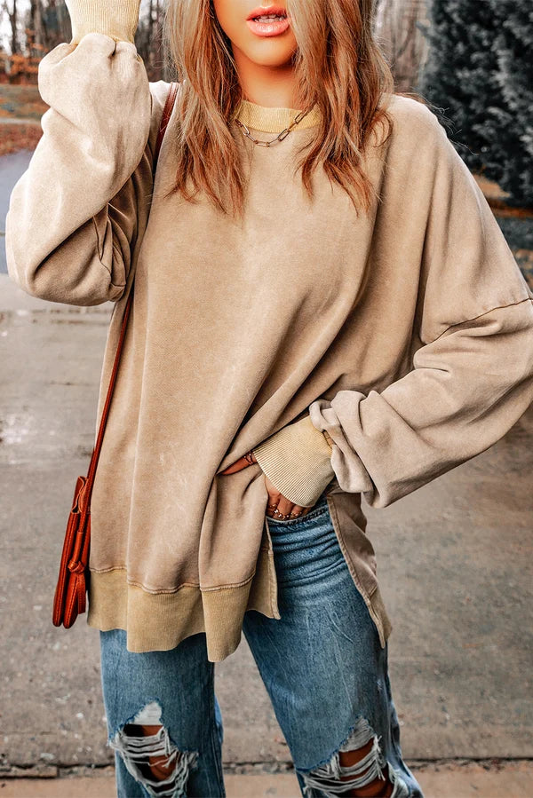 Threaded Pear Ella Ribbed Trim Oversized Sweatshirt