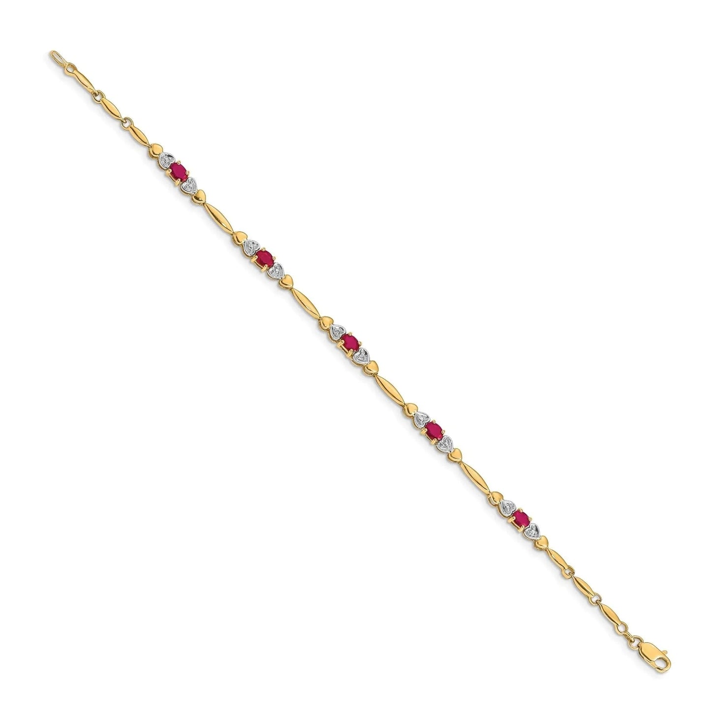 Genuine Ruby 14K Gold Bracelet Heart