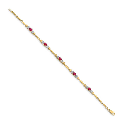 Genuine Ruby 14K Gold Bracelet Heart
