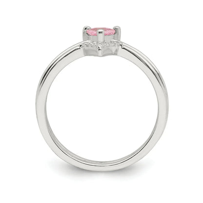 Pink Trillion CZ and White CZ Ring