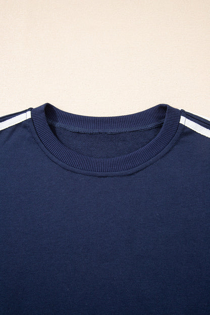 Threaded Pear Hana Striped Detail Crewneck Pullover