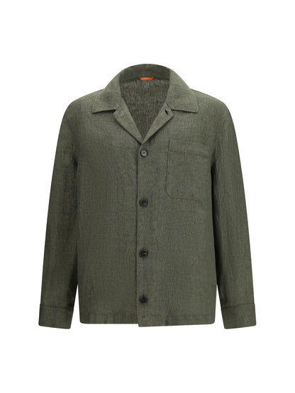 Shirt Serafino Linen Olive