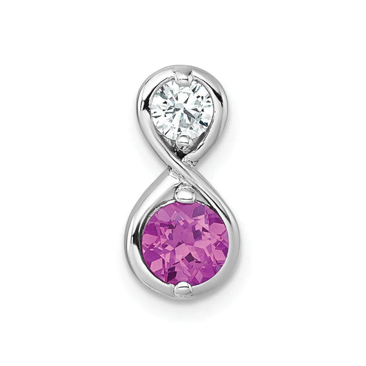 Dainty Ruby and CZ Infinity Chain Slide Infinity Pendant