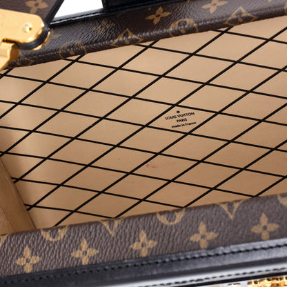 Petite Malle Handbag Studded Taiga Leather and Monogram Canvas