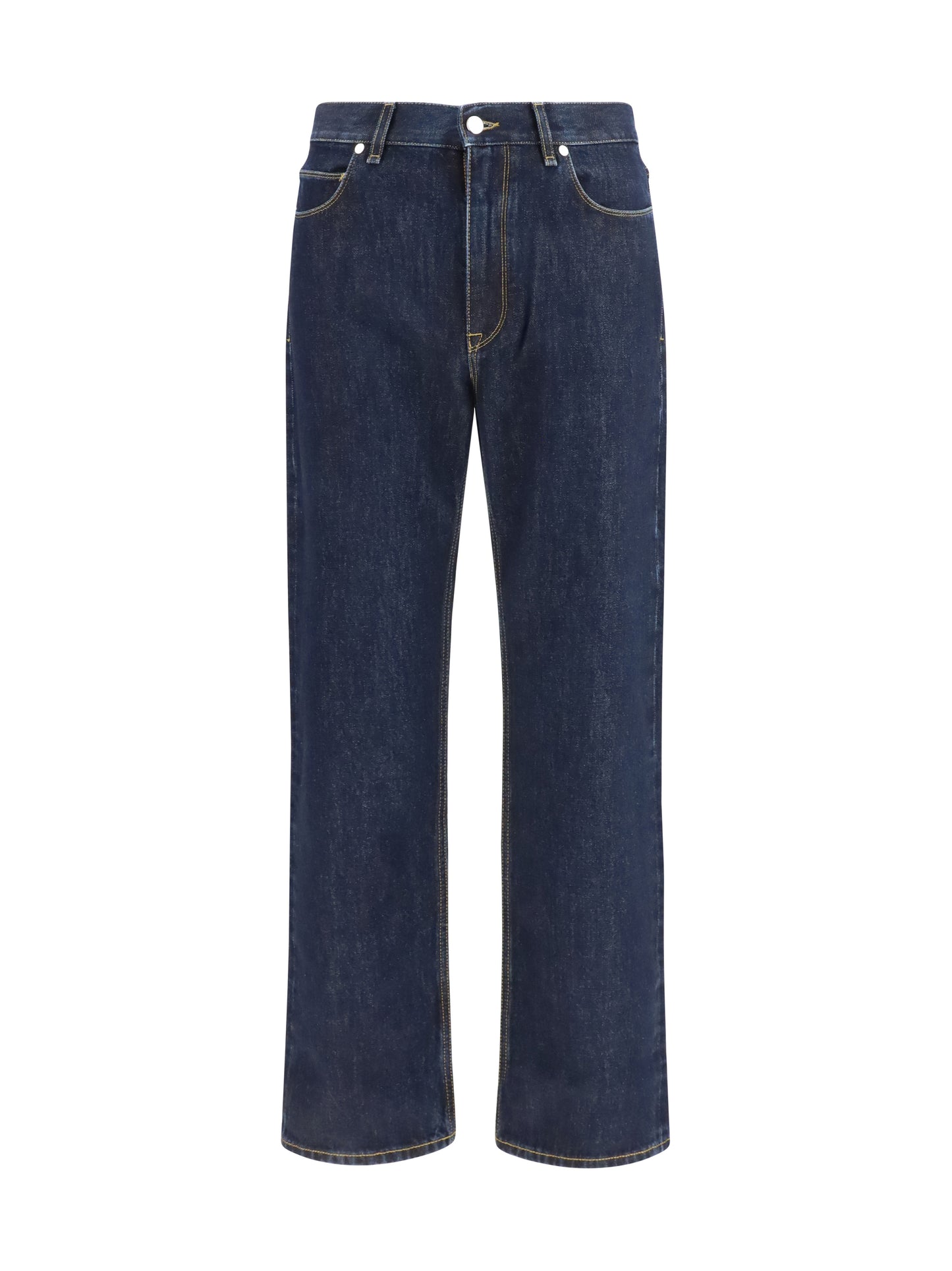 Straight-Leg Jeans Dark Blue Denim