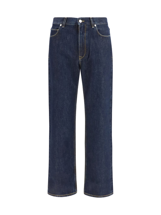Straight-Leg Jeans Dark Blue Denim