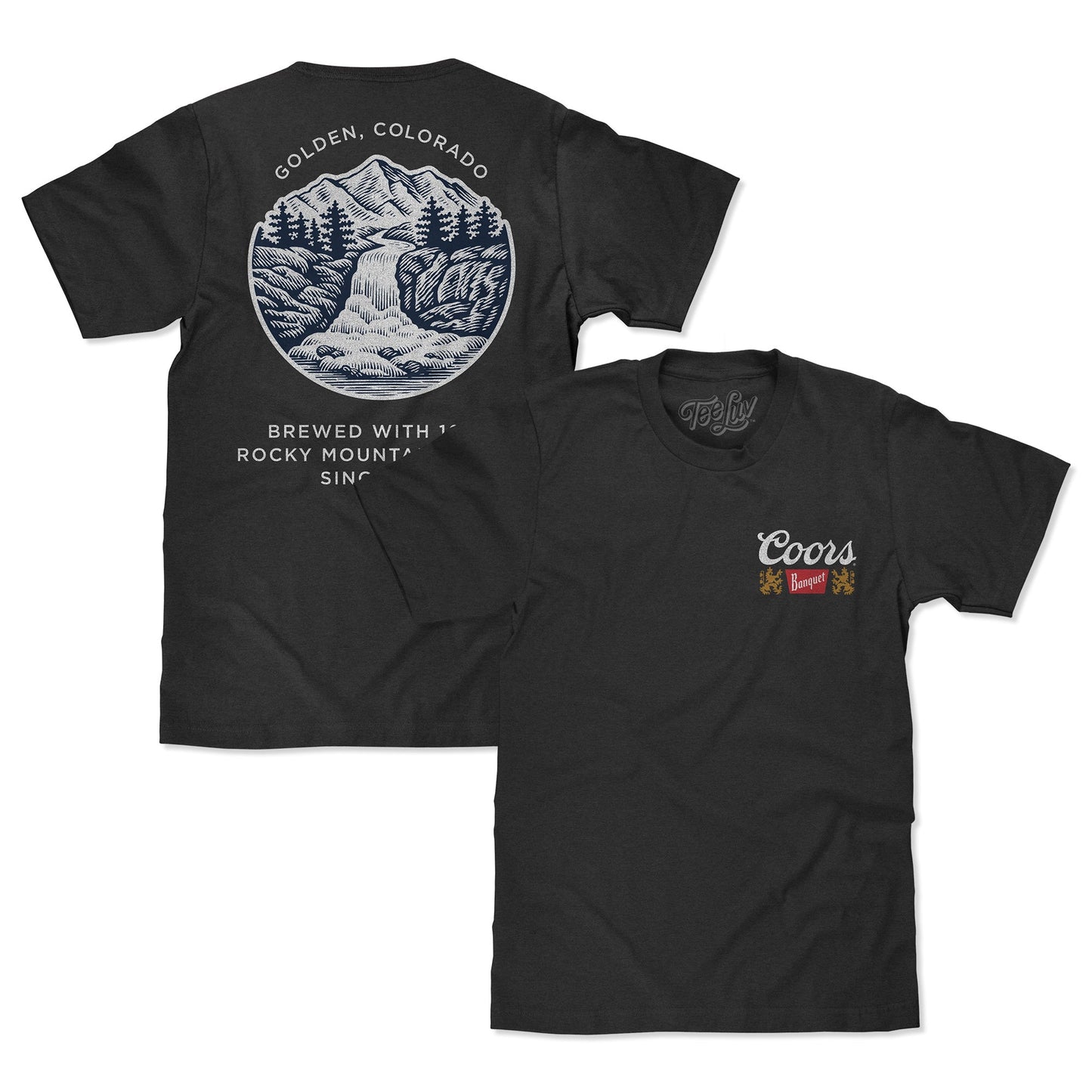 Made in the USA Coors Banquet Golden Colorado Front and Back Beer T-Shirt - Asphalt Gray