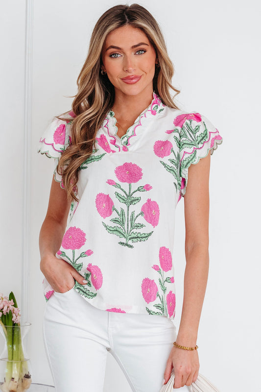 Threaded Pear Mariah Detail Short Sleeve Blouse