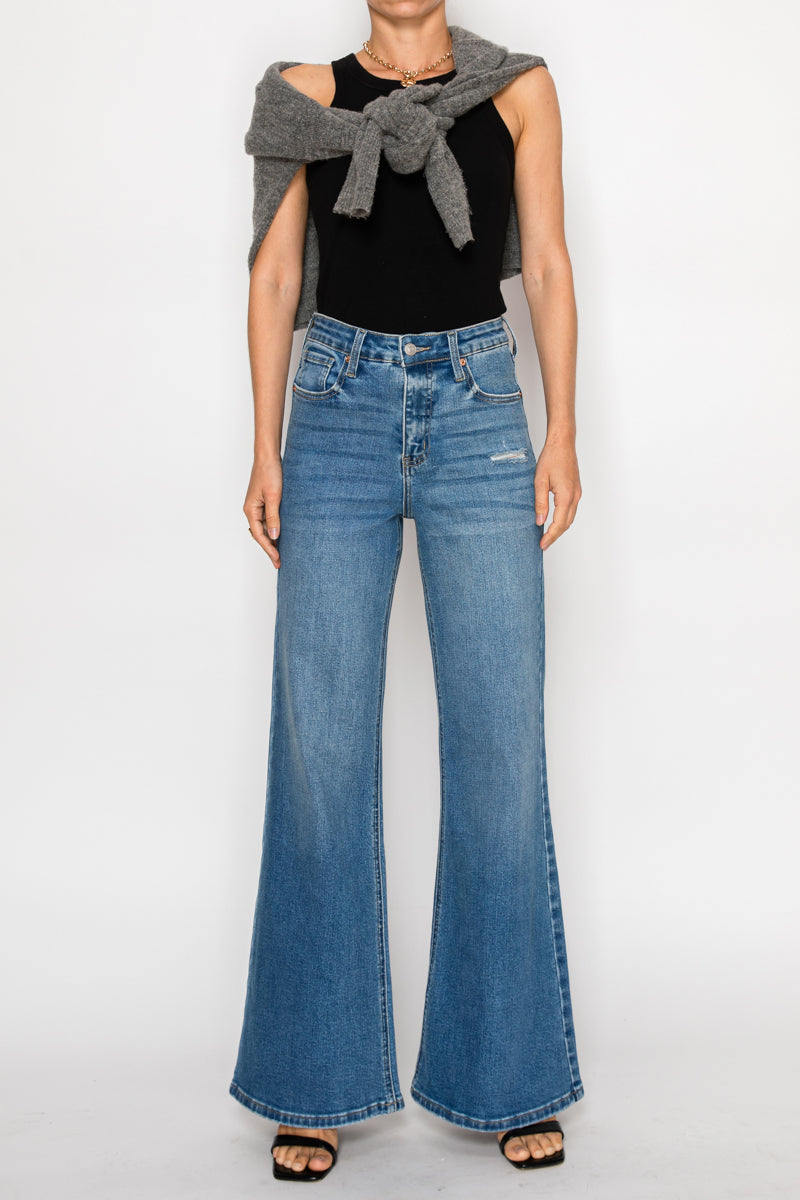 Reese Tummy Control Relaxed High Rise Palazzo Jeans