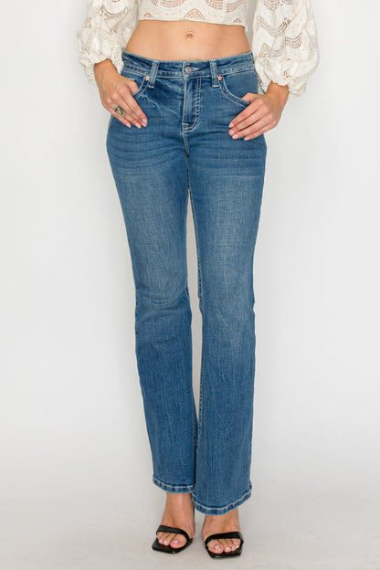 Stevie Tummy Control High Rise Slim Flare Jeans (Medium Wash)