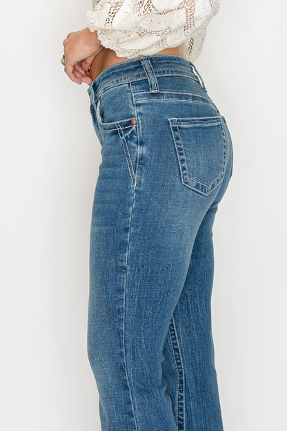 Stevie Tummy Control High Rise Slim Flare Jeans (Medium Wash)