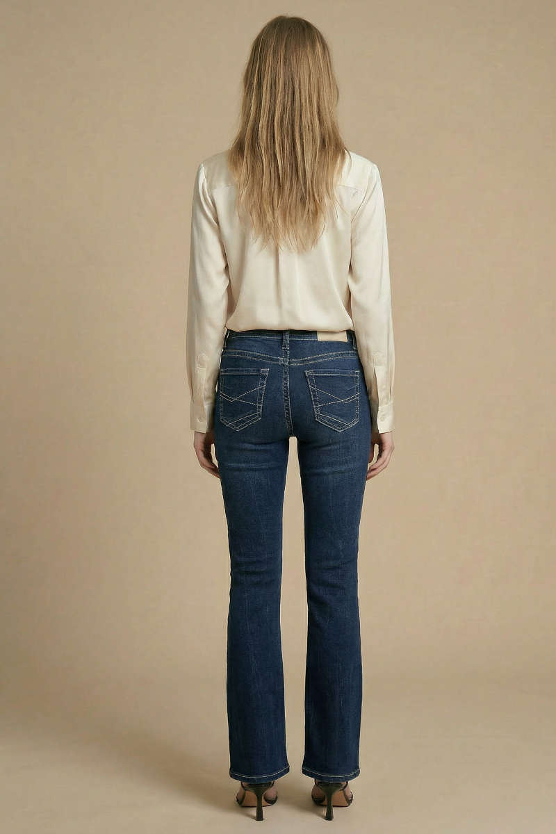 Stevie Tummy Control High Rise Slim Flare Jeans (Dark Wash)
