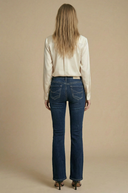 Stevie Tummy Control High Rise Slim Flare Jeans (Dark Wash)