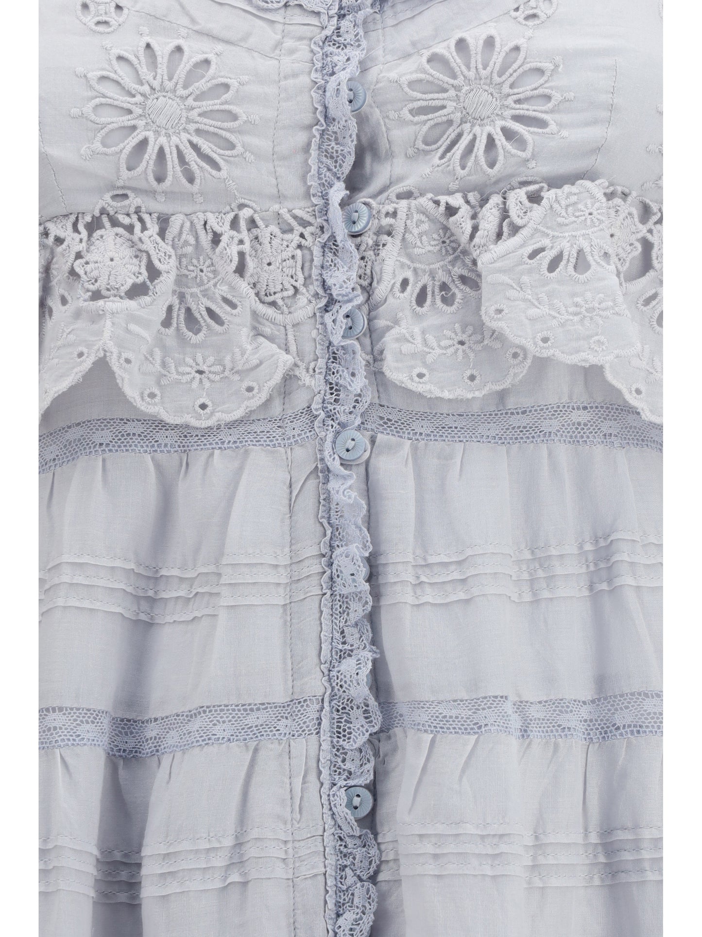 Long Ruffled Dress Paule Light Blue