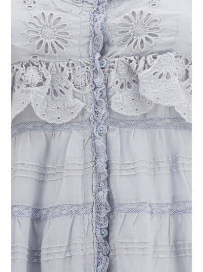 Long Ruffled Dress Paule Light Blue