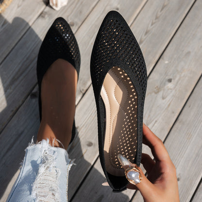 Women's Pointed Toe Flyknit Slip-On Loafers – Flat Casual Shoes