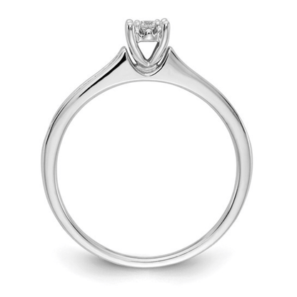14K White Gold Solitaire Pave Diamond Wedding Ring