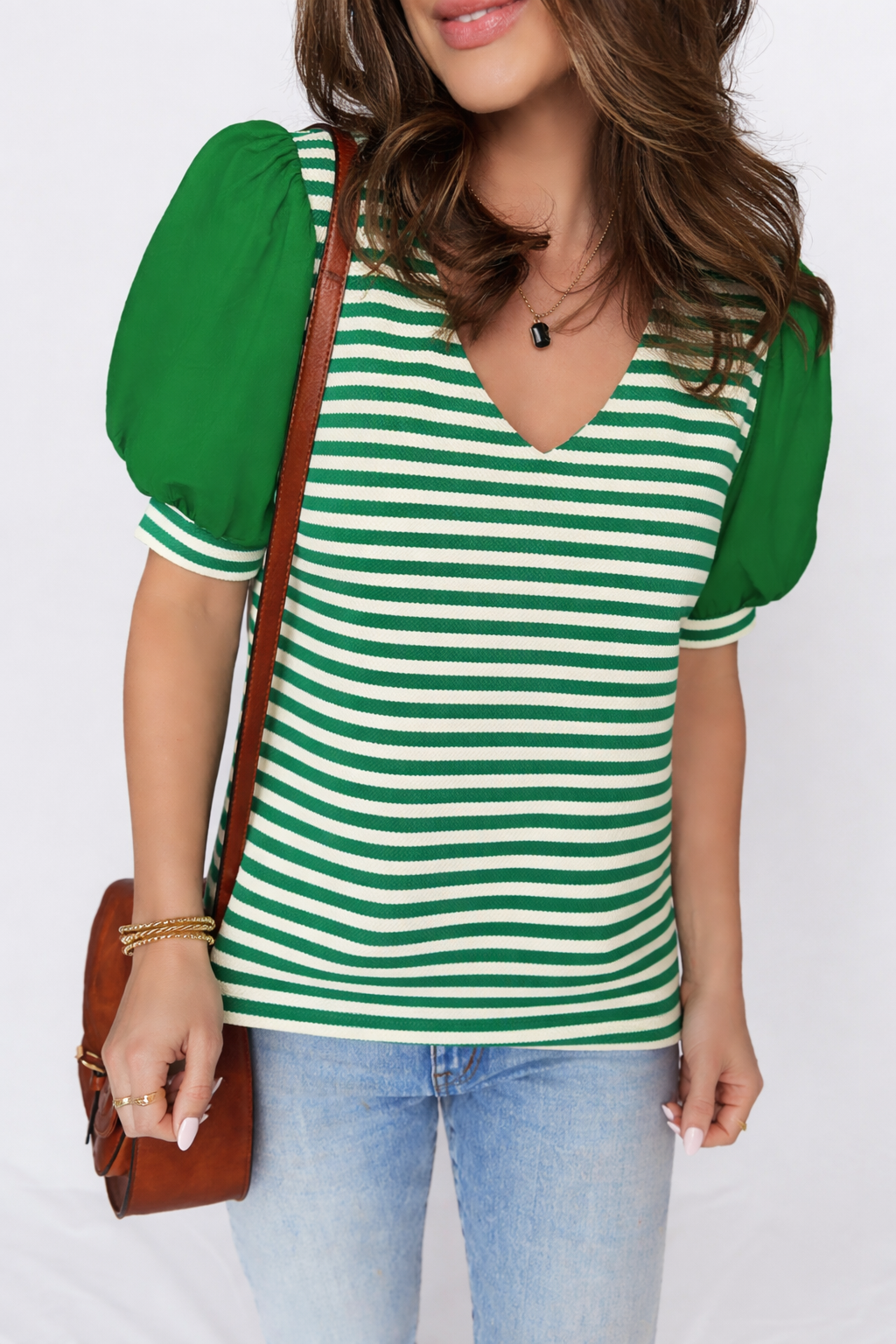 Threaded Pear Leighton Short Sleeve Patchwork Blouse