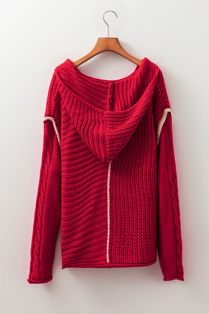 Threaded Pear Olivia Knit Drawstring Hooded Sweater