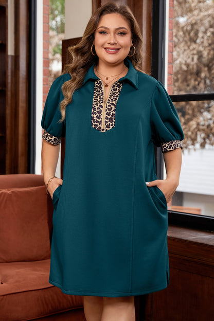 Threaded Pear Keily Zip Collared Mini PLUS Dress