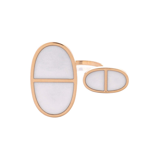 Chaine d'Ancre Verso Ring 18K Rose Gold with Ceramic Very Large