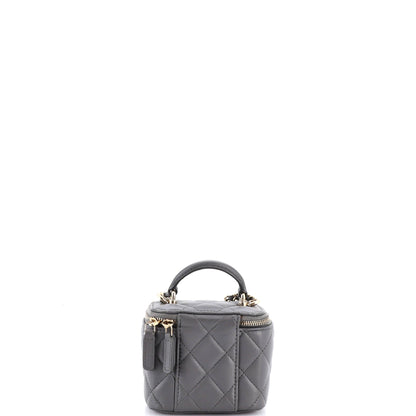 Classic Top Handle Vanity Case with Chain Quilted Lambskin Mini