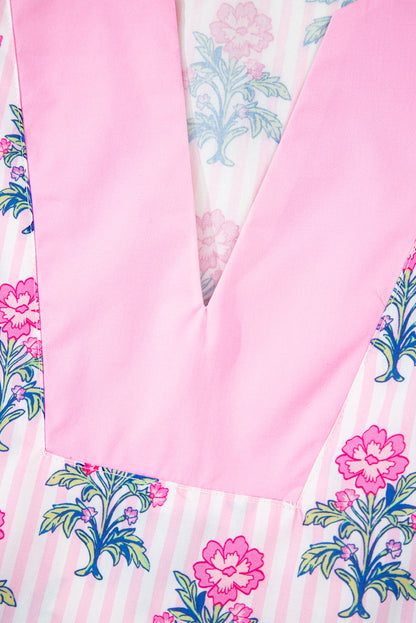 Threaded Pear Theodora Patchwork Ruffle Hem Blouse